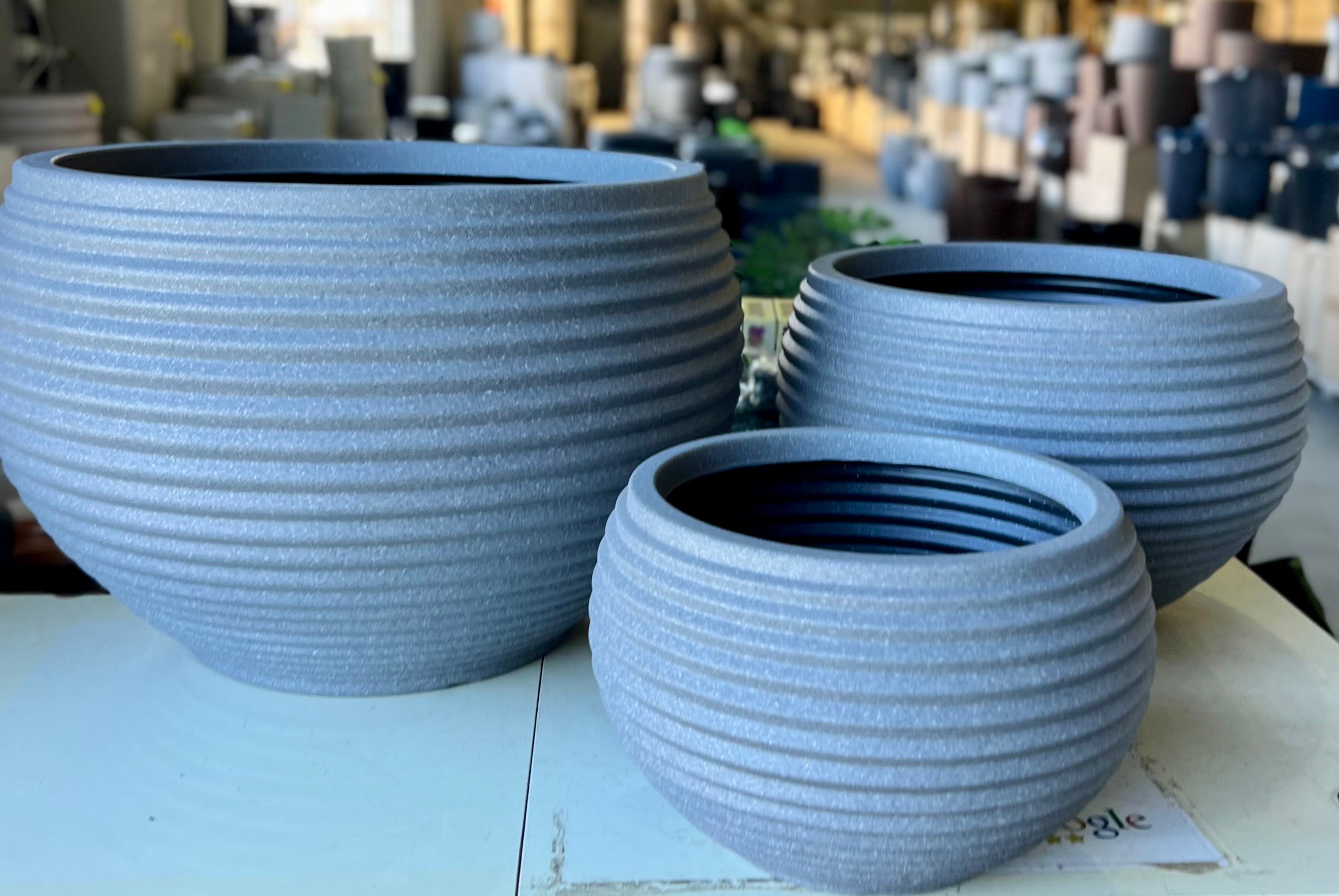 RippleLite Bowl range sizes - lightweight ribbed coastal pots Perth WA
