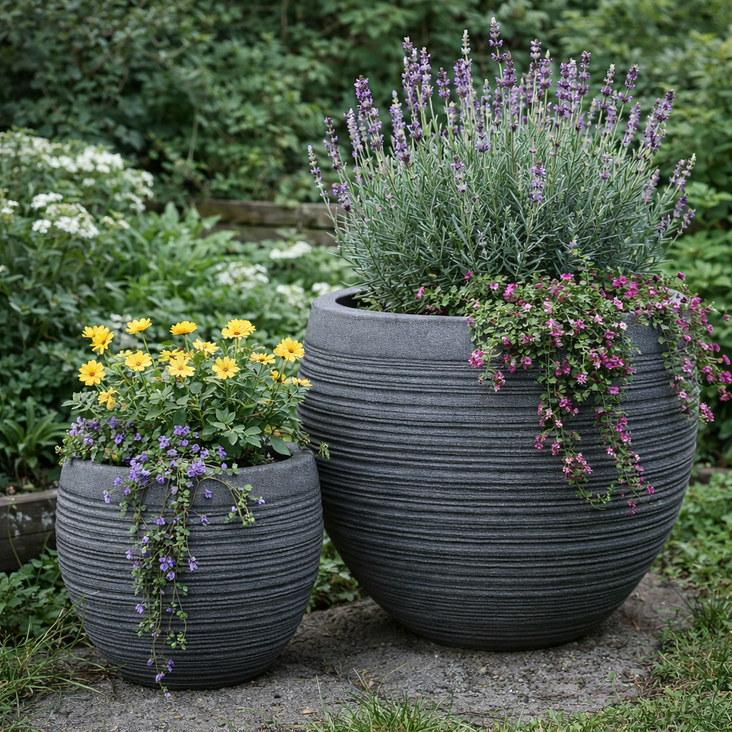 ARTISAN - Spherical Textured Lightweight Pot  Fiberglass Clay -2231