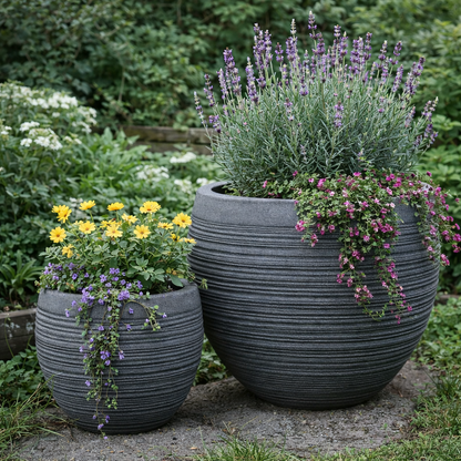 ARTISAN - Spherical Textured Lightweight Pot  Fiberglass Clay -2231