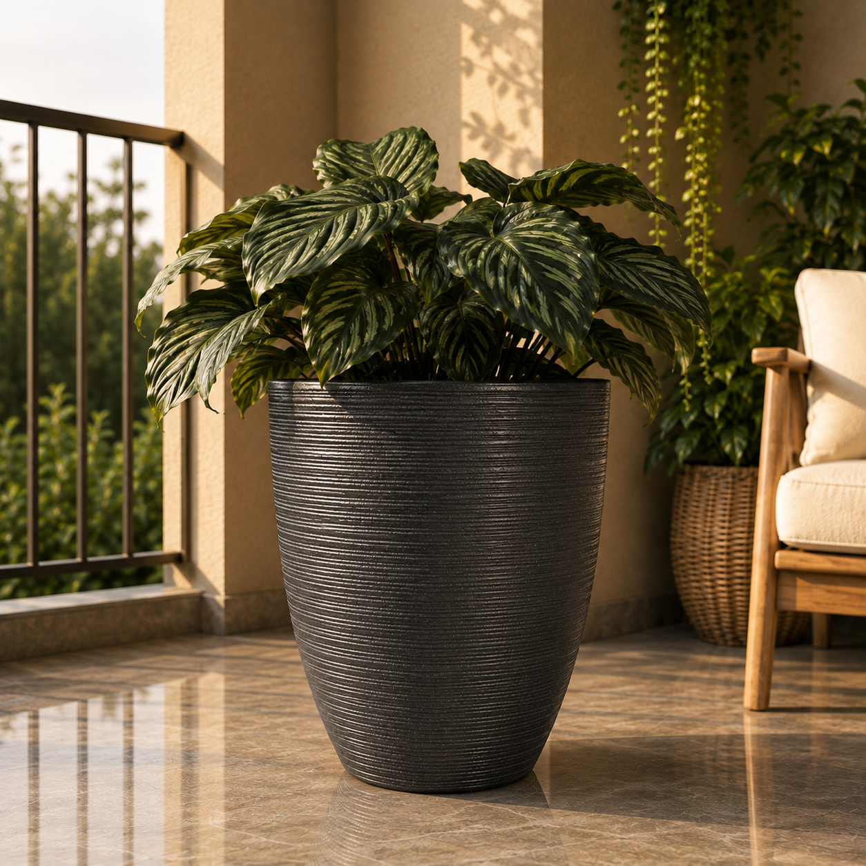 2074 - Textured Round Tapered In Lightweight Pots
