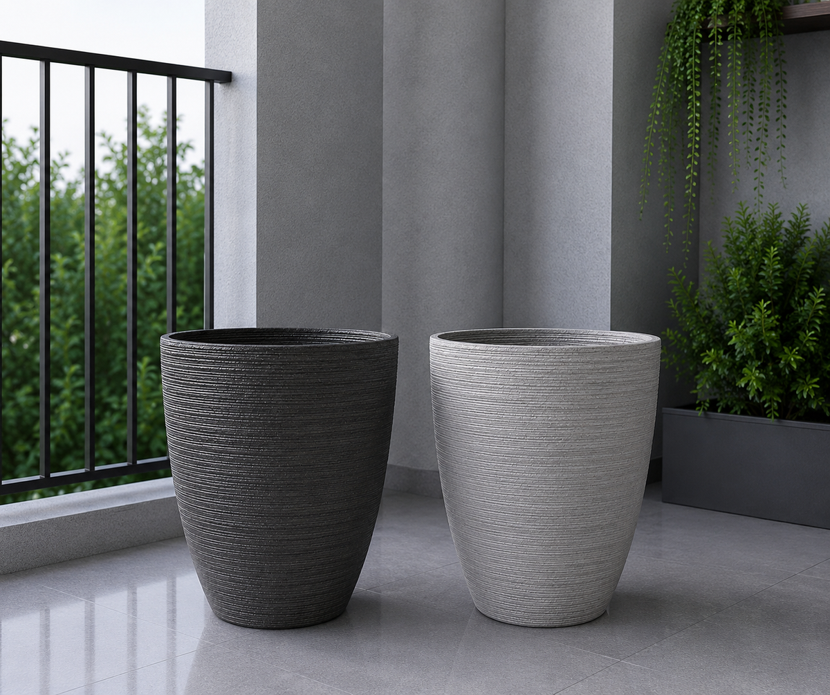 2074 - Textured Round Tapered In Lightweight Pots