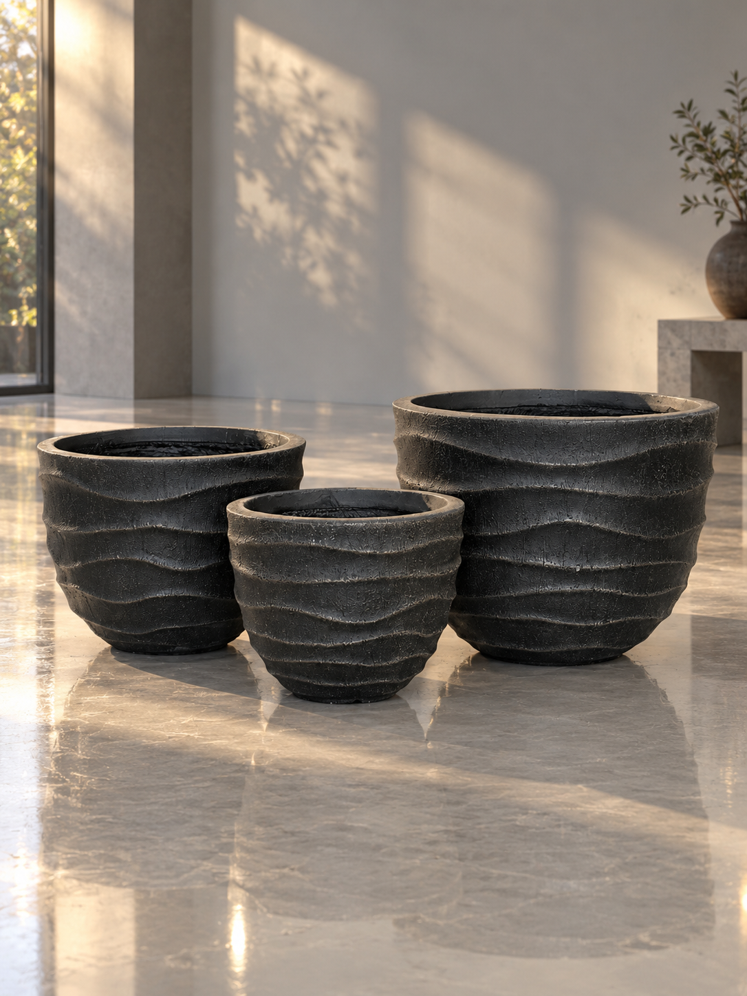 Flow Bowl Planter – Sculptural Textured Outdoor Pots