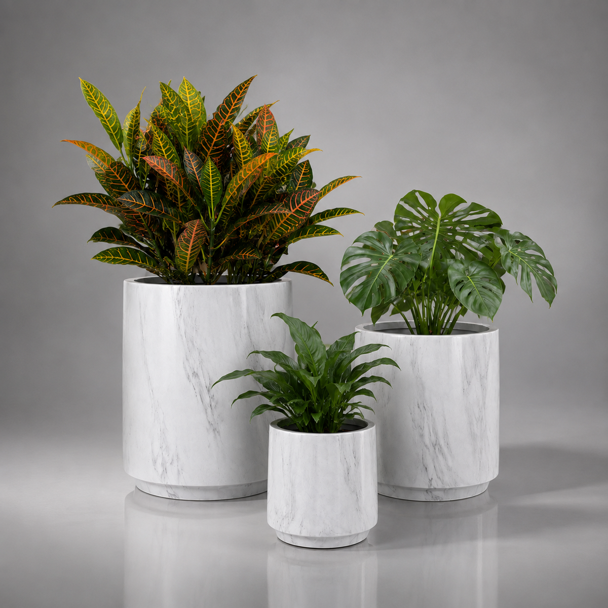 2071 Marble Cylinder Lightweight Pot