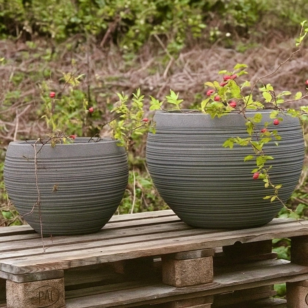 Artisan Spherical Pot in Cream - handcrafted fiberclay indoor outdoor pot