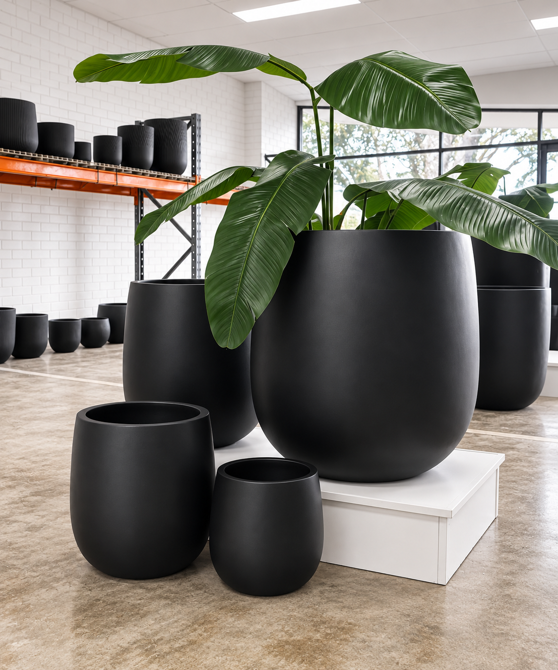 RIVA Tall Round Planter Super Lightweight Fiberglass
