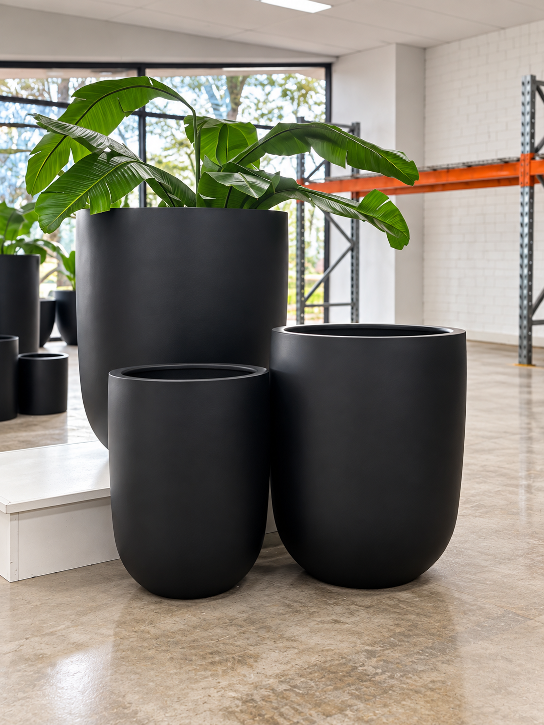 MONACO Tall Round Planter Super Lightweight Fiberglass