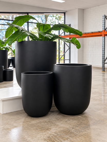 MONACO Tall Round Planter Super Lightweight Fiberglass