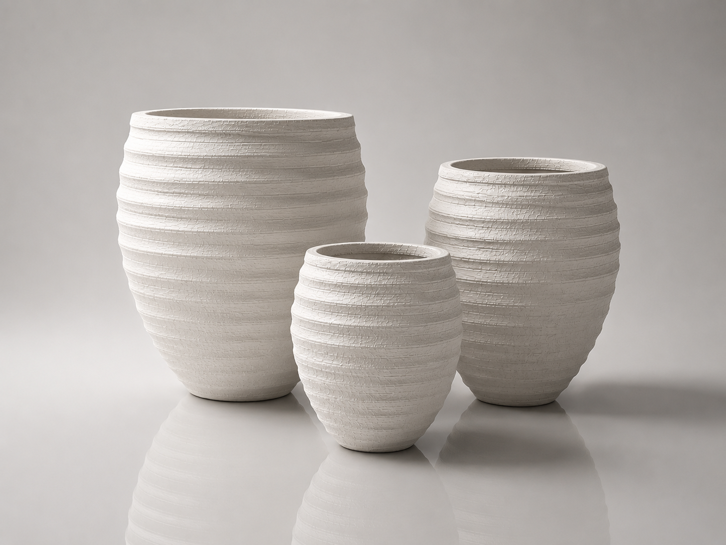 RIPPLE EGG SHAPE - Tall Fiber Clay Pot - GA30-2270
