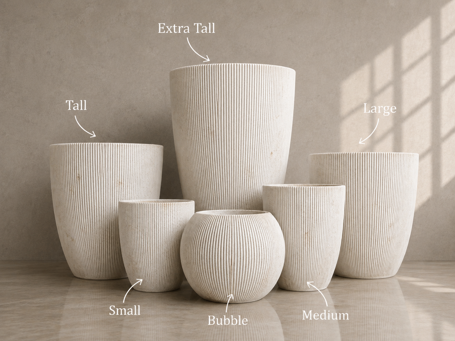 LinearLite - LineaLite Collection – Extra Lightweight Fluted Pots in Modern Vertical Design