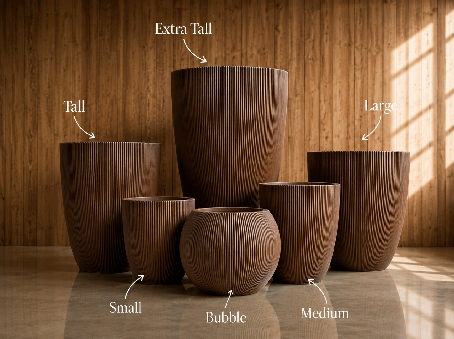LinearLite - LineaLite Collection – Extra Lightweight Fluted Pots in Modern Vertical Design