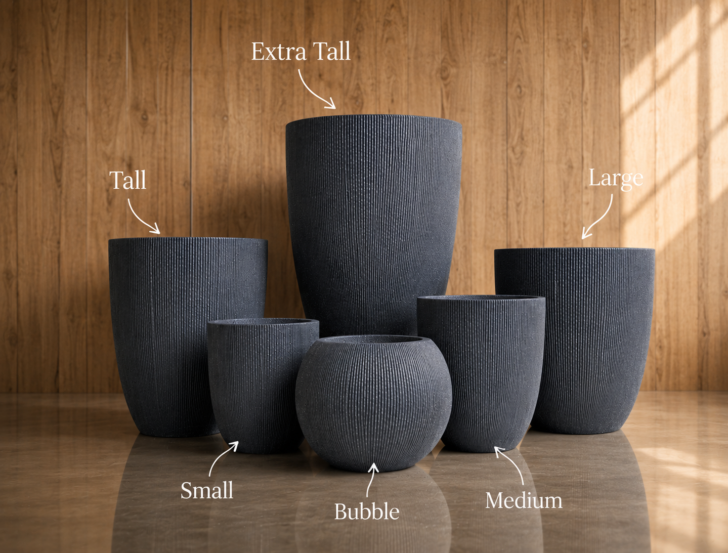 LinearLite - LineaLite Collection – Extra Lightweight Fluted Pots in Modern Vertical Design
