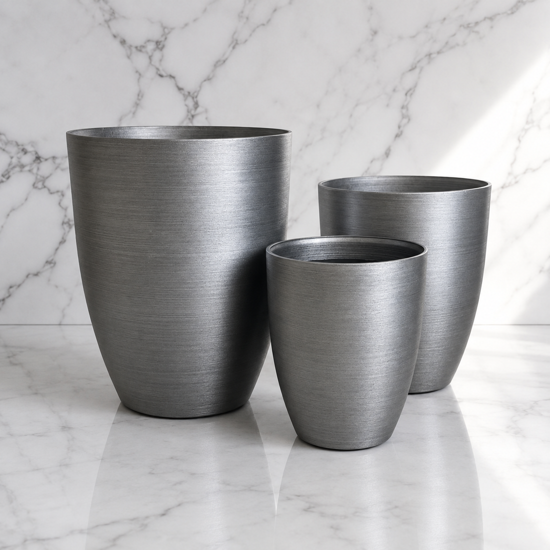 2074 - Brushed Steel - Lightweight Round Pots