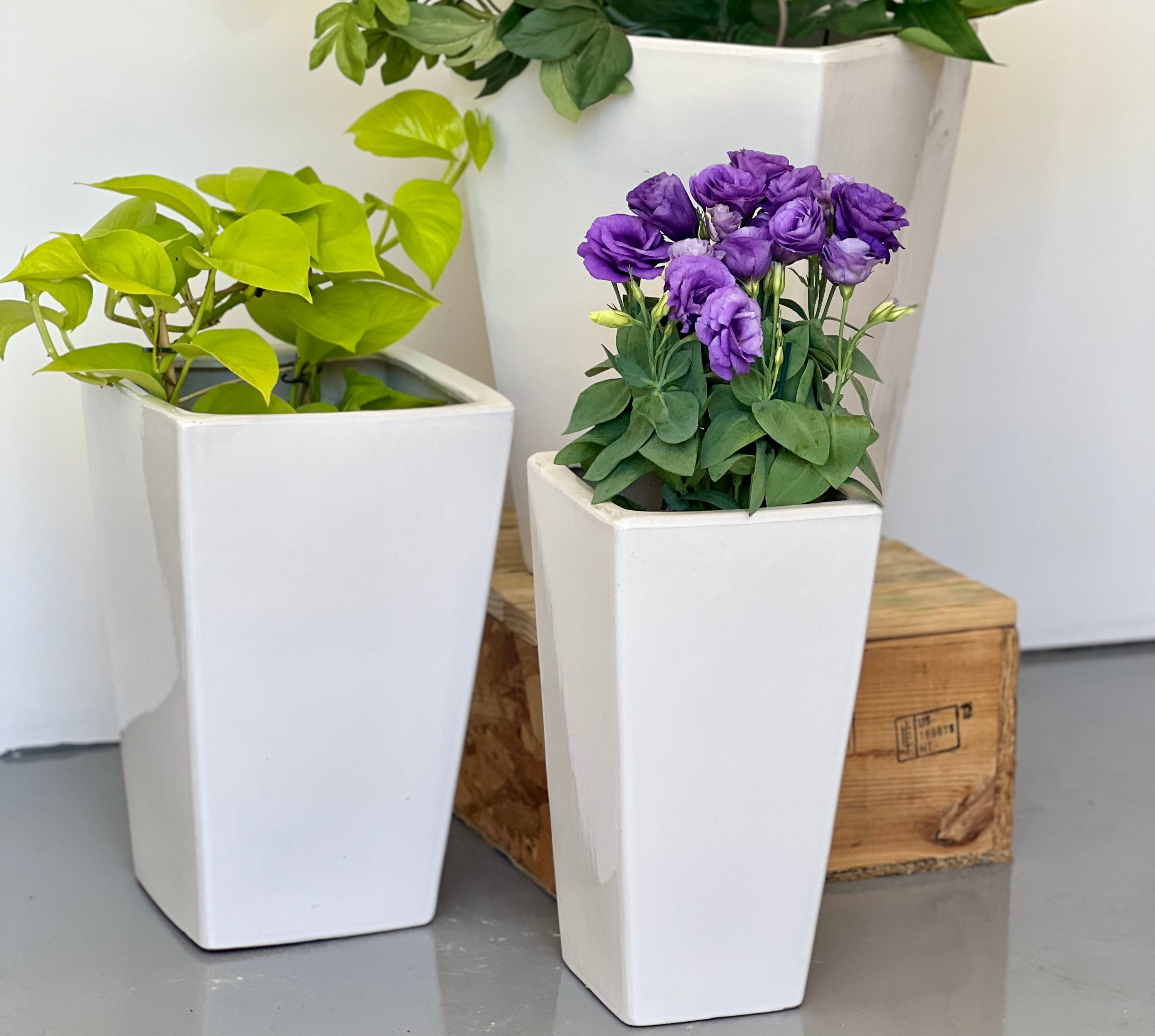 Square CL-22 Medium - lightweight square decorative pot