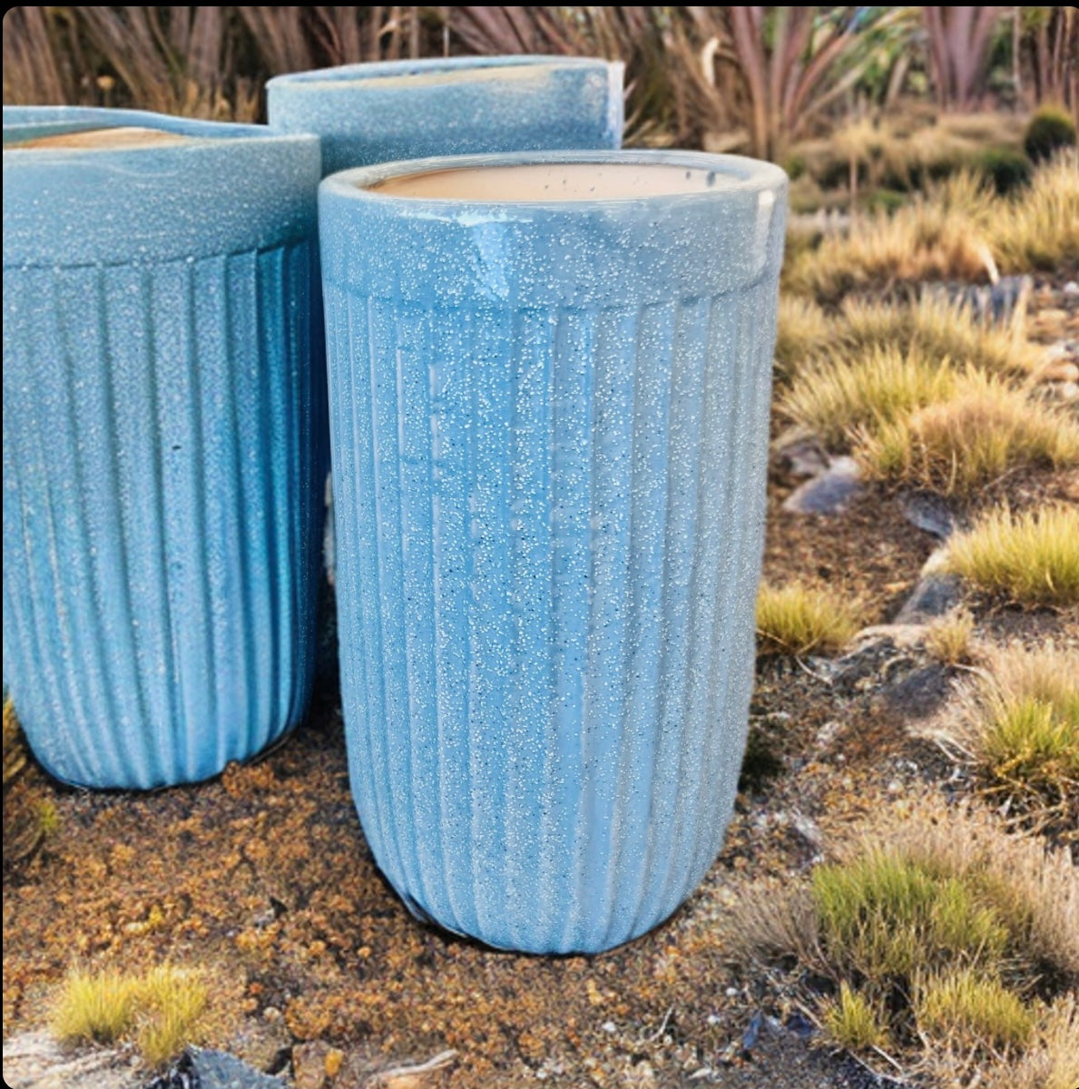 Ribbed Grey with Rim CL-27 Medium - lightweight ribbed grey pot