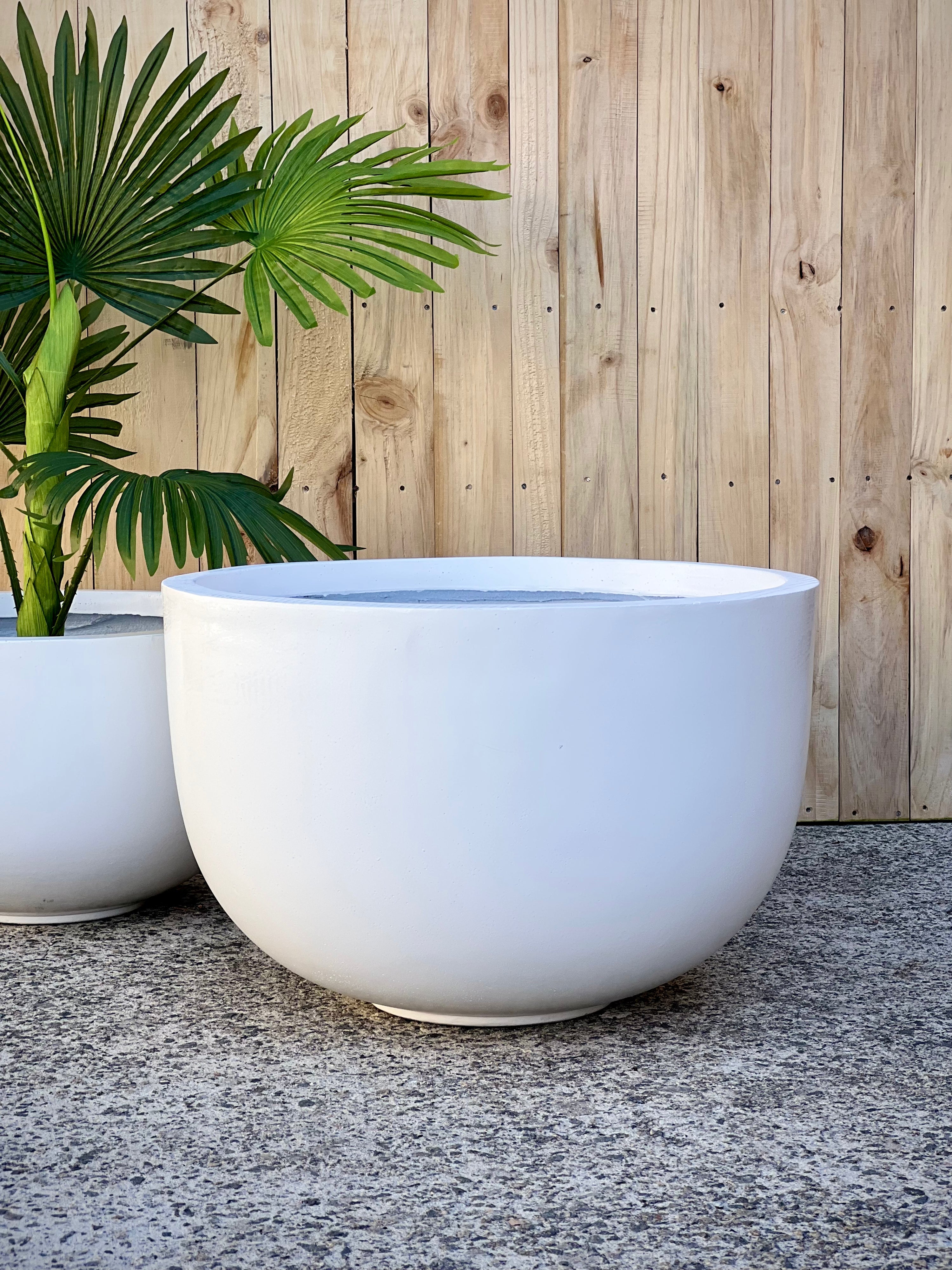 Base Bowl Pot styled outdoors - lightweight fiberclay bowl pot