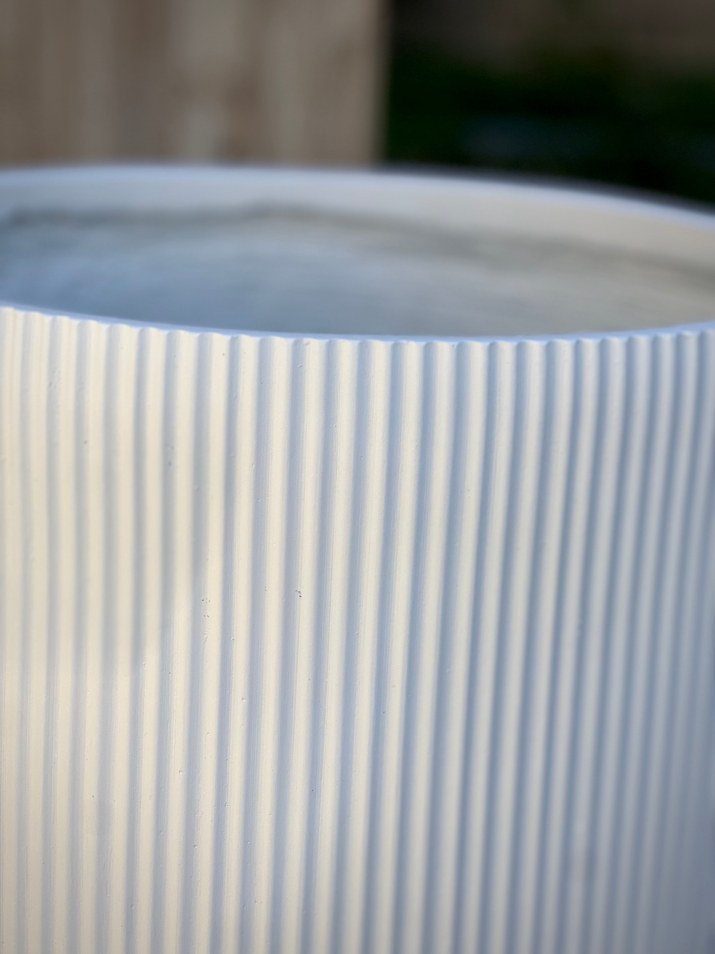 STRIPY CYLINDER  - Indoor or Outdoor Fiberclay Lightweight  Cylinder Pot with Vertical Stripes DR98