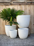 STRIPY Indoor Outdoor Fiberclay Cylinder Pot with Vertical Stripes DR99 - Cream