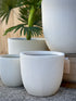 Stripy Cylinder Pot Cream Large - lightweight vertical stripes fiberclay pot