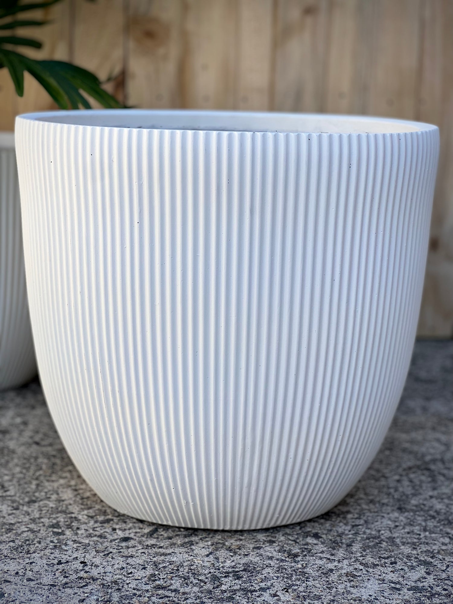 STRIPY   - Indoor or Outdoor Fiberclay Lightweight Cylinder Pot with Vertical Stripes DR99