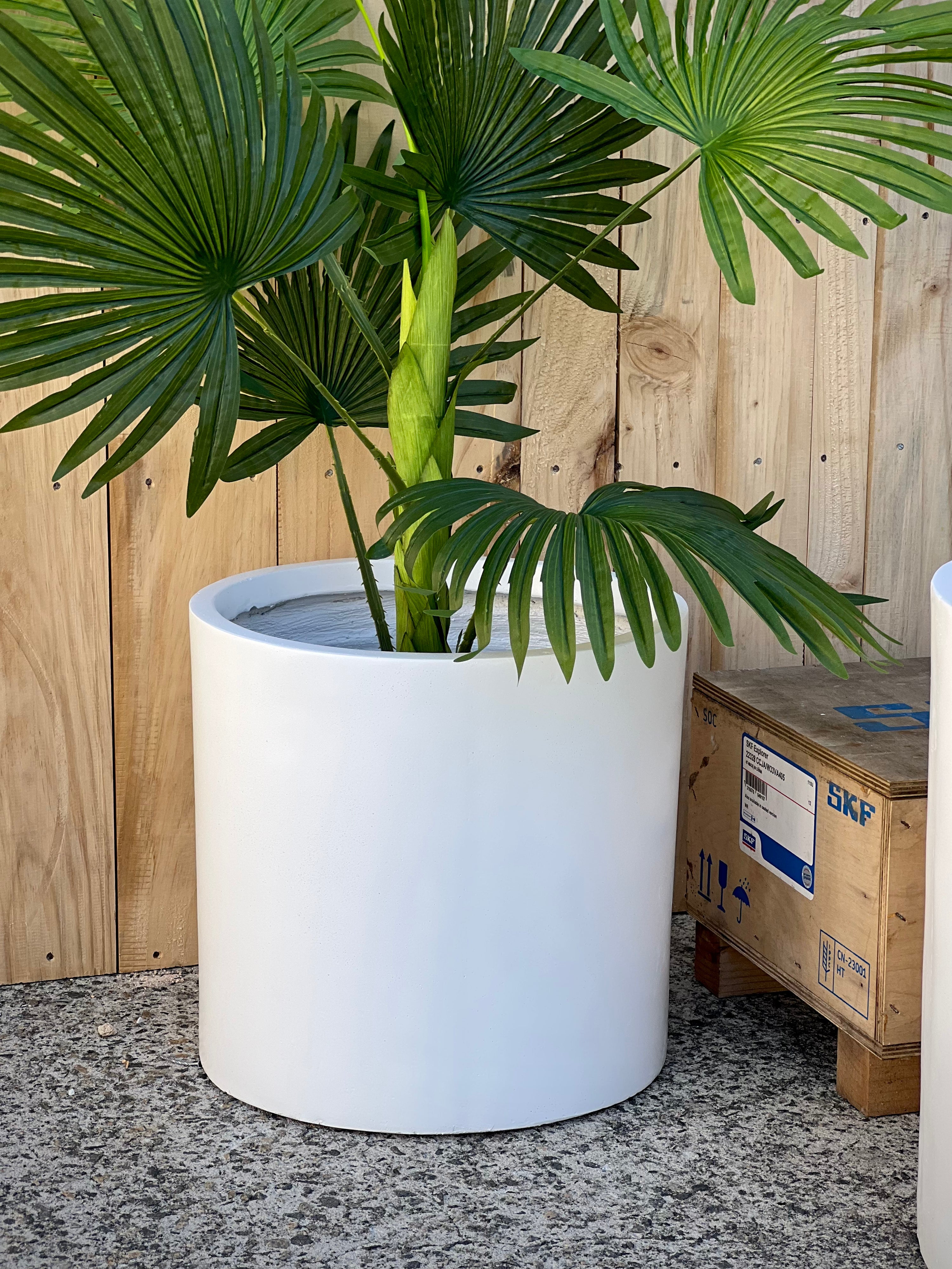 Base Cylinder Smooth Fiberclay Pot Ivory Small - compact lightweight cylinder