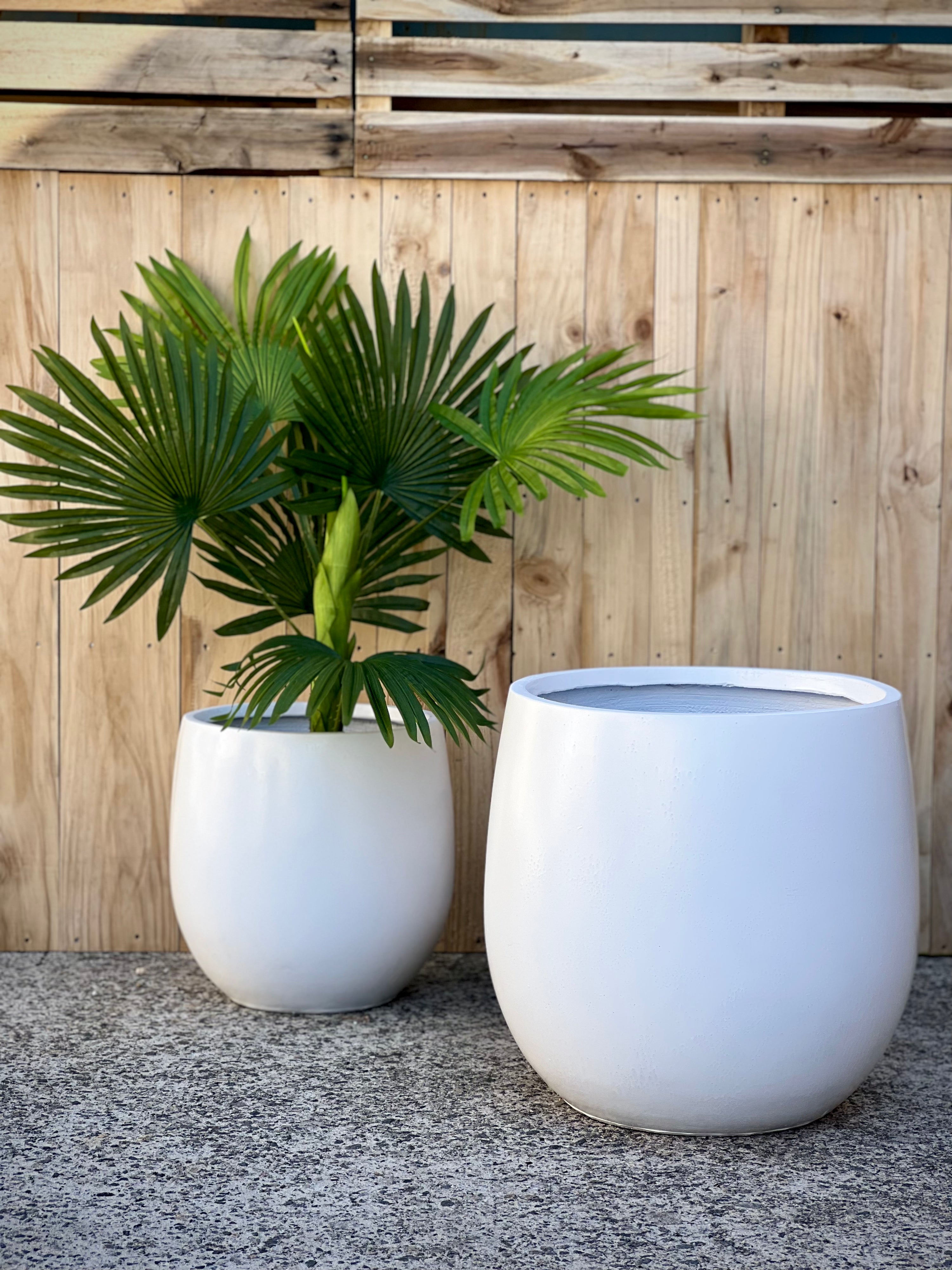 Base Egg Shape Pot Ivory Large - lightweight fiberclay egg pot