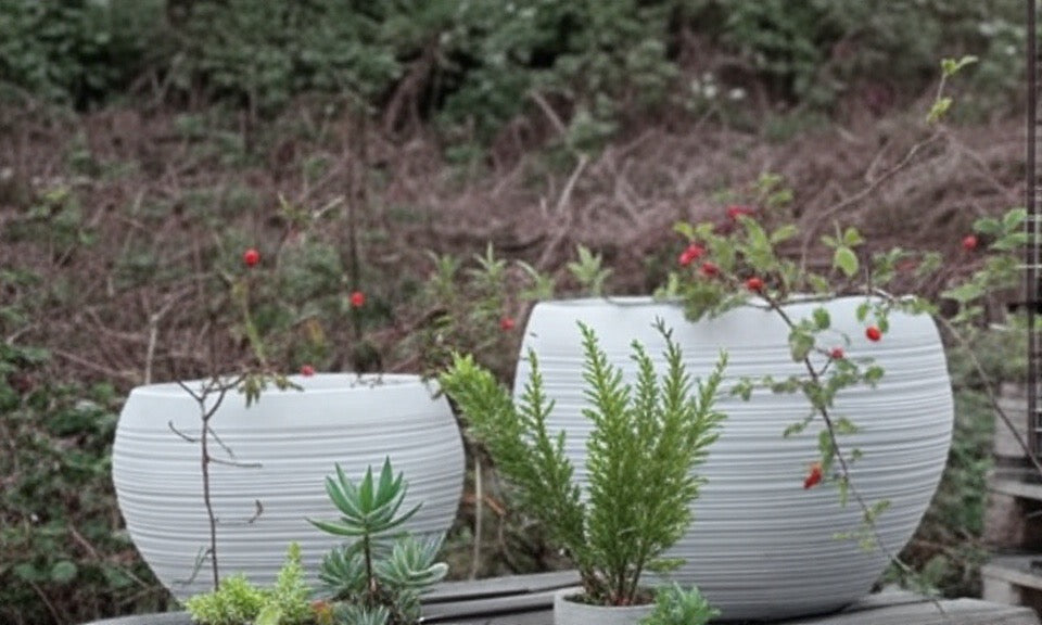 ARTISAN - Spherical Textured Lightweight Pot  Fiberglass Clay -2231