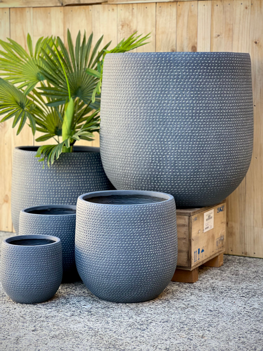 KAYA   - Indoor or Outdoor Fiberlay Lightweight Pot with Dotted Texture - DR46