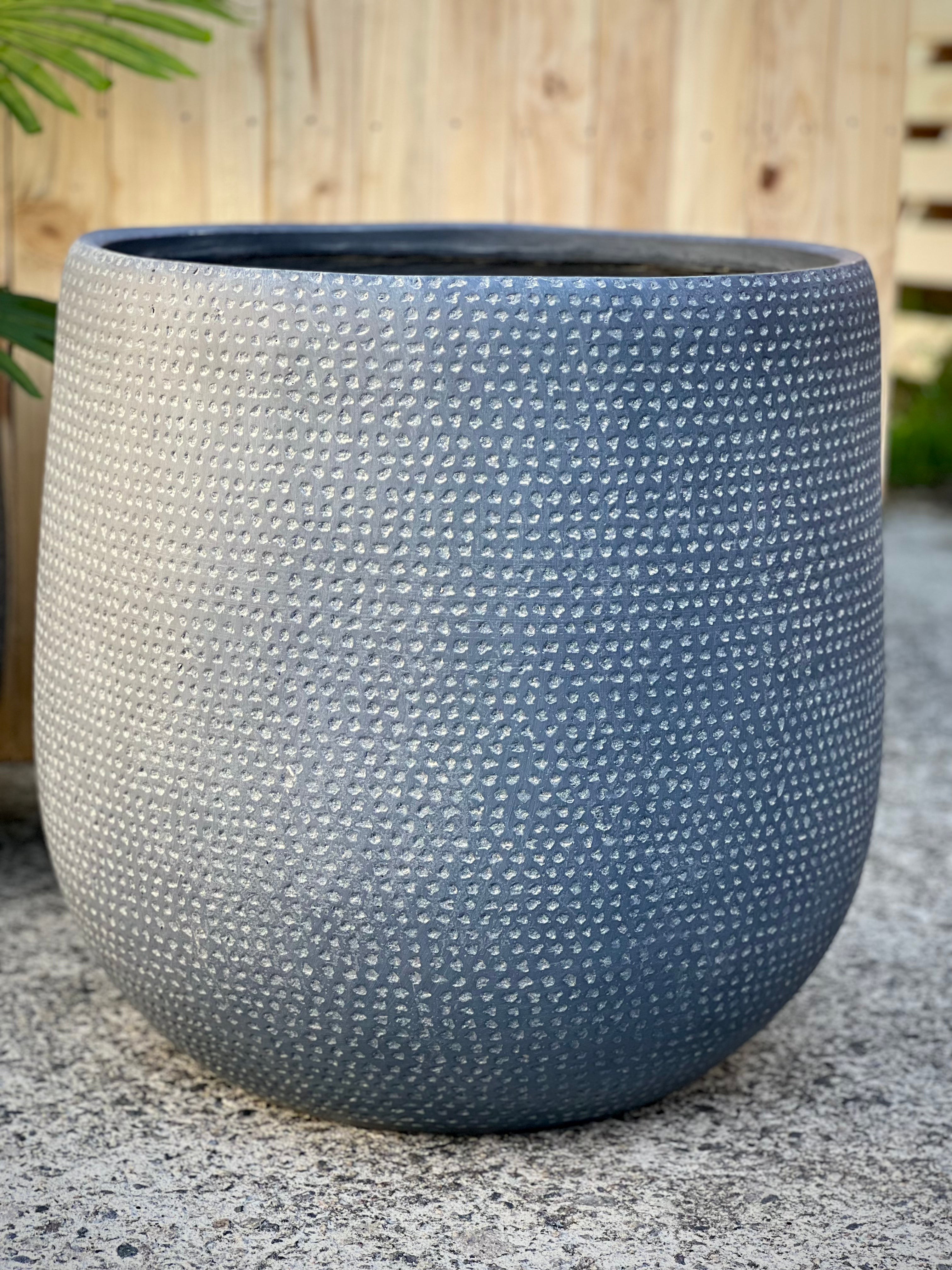 KAYA   - Indoor or Outdoor Fiberlay Lightweight Pot with Dotted Texture - DR46