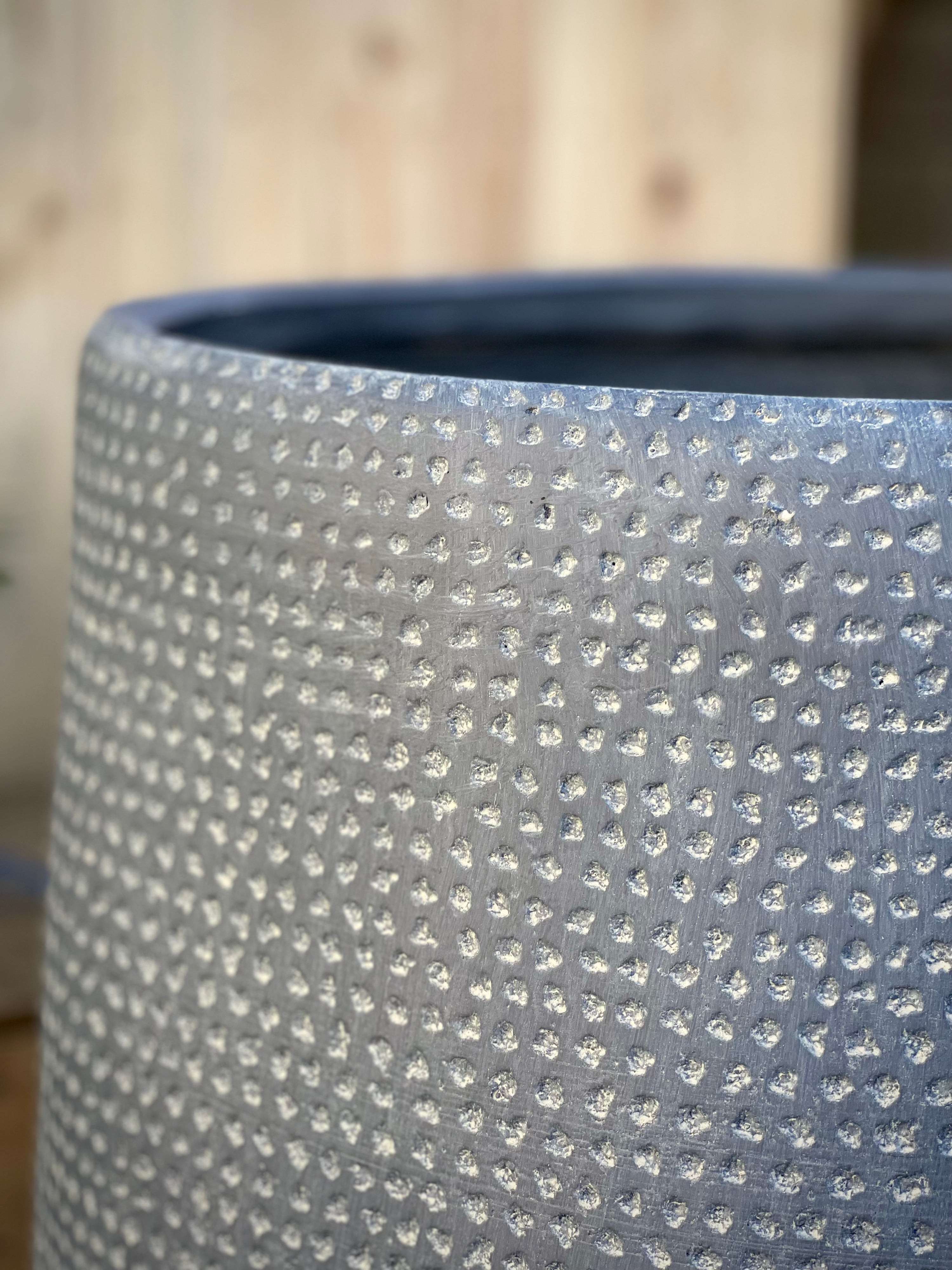 Kaya Small Fiberclay Pot in Dark Grey - lightweight dotted texture pot