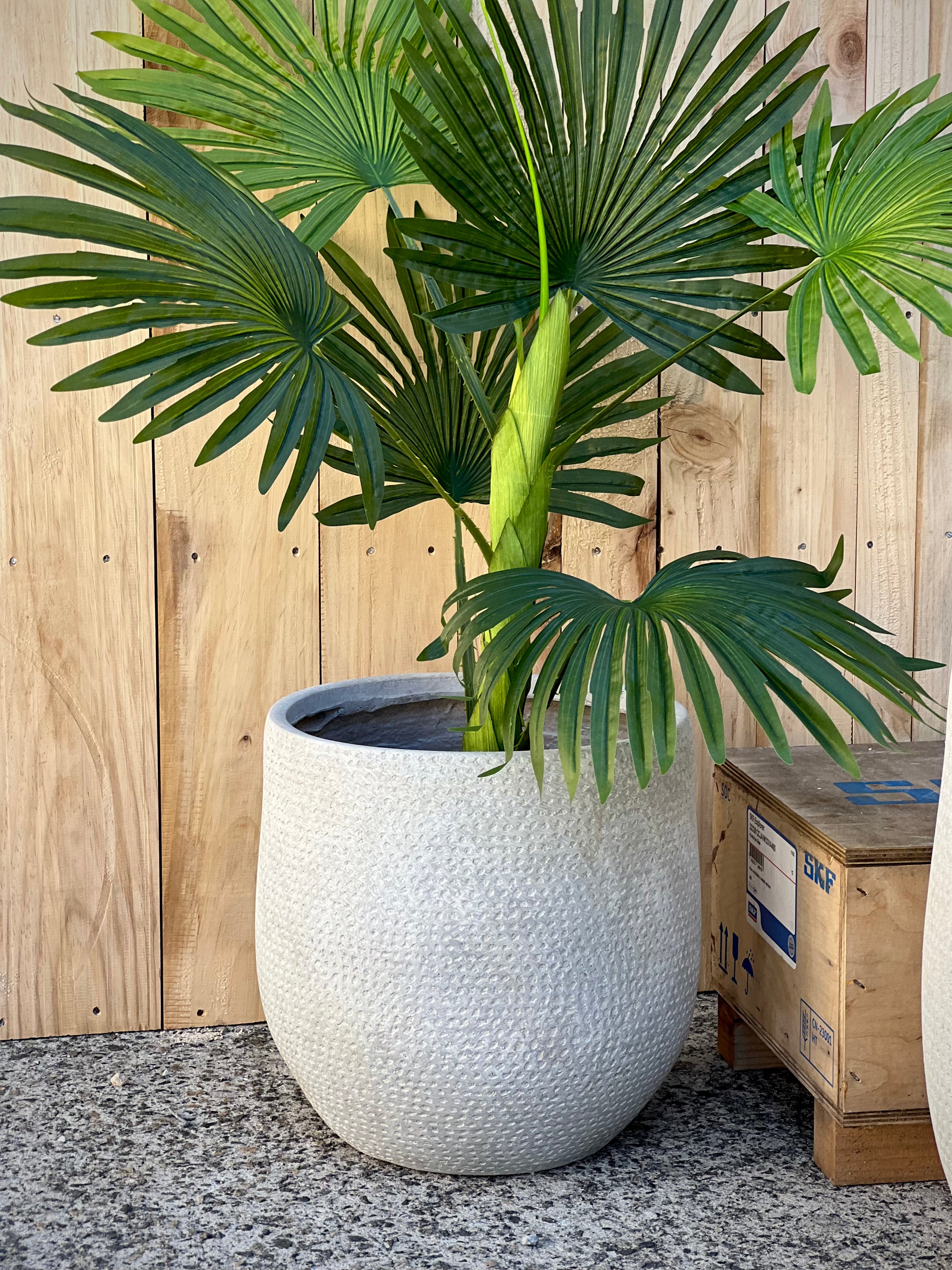 Kaya Pot Dark Grey XL - extra large dotted fiberclay pot