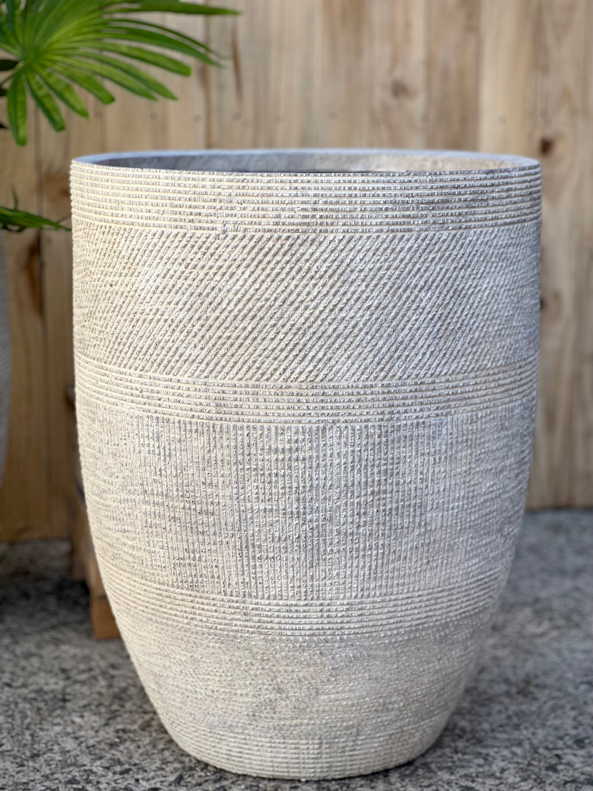 PRINT TALL - Indoor or Outdoor Tall Large Round Fiberglass Clay Pot with a Print NL055