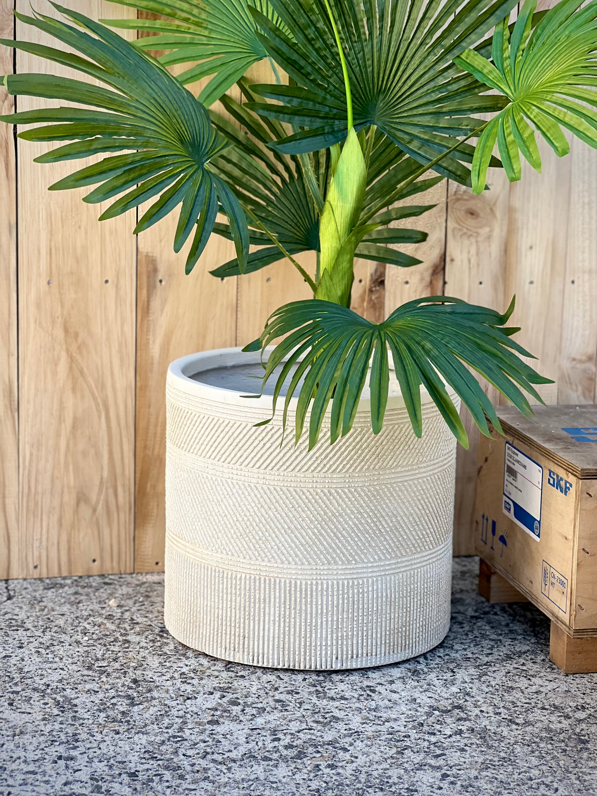 Print Cylinder Ivory Large - tall fiberclay print cylinder pot