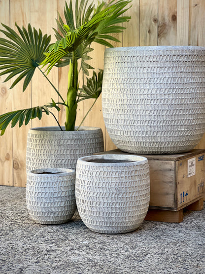 IMPRESSIONS - Indoor or Outdoor  Fiberclay Lightweight Pot with a Print