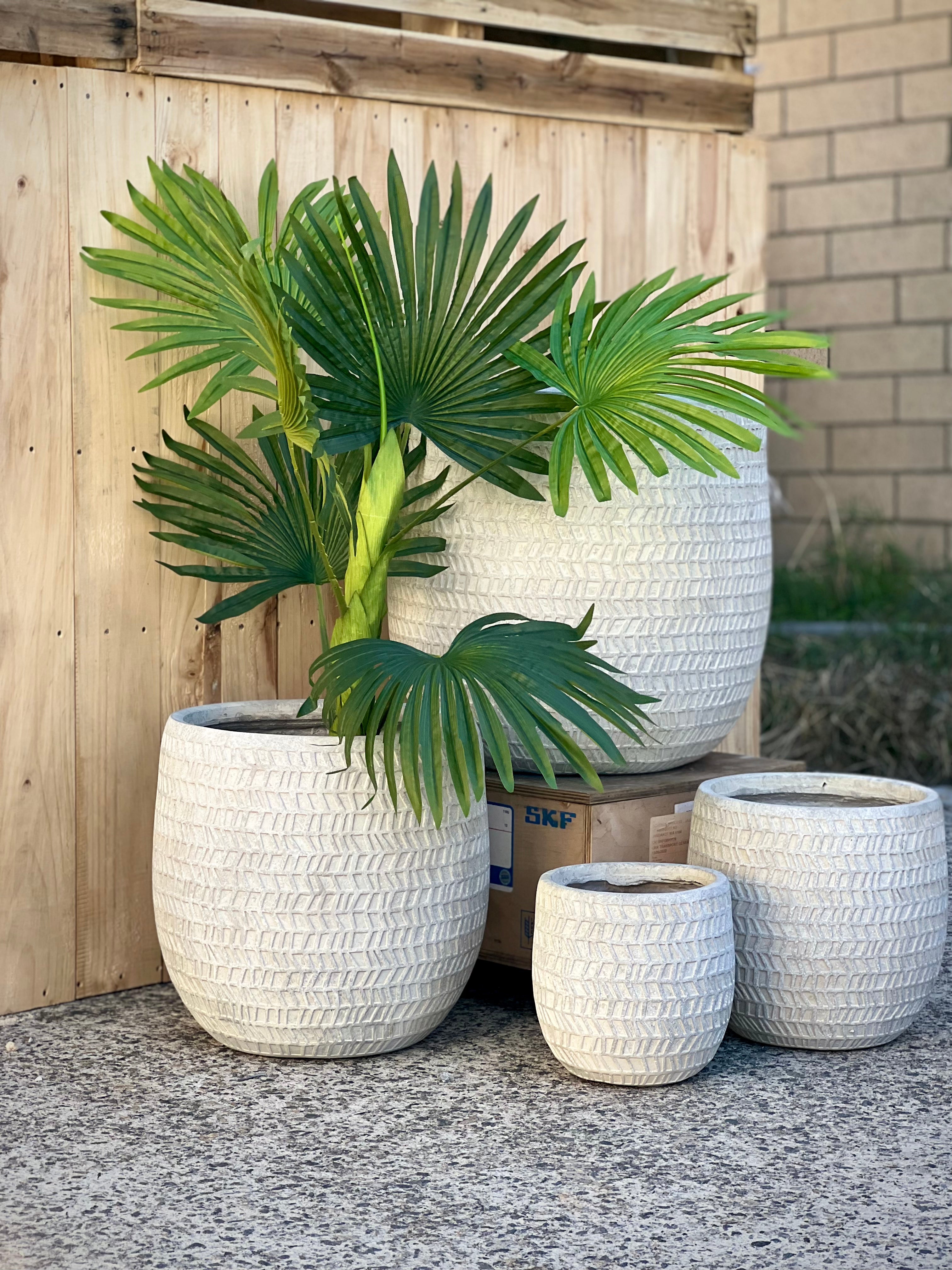 IMPRESSIONS - Indoor or Outdoor  Fiberclay Lightweight Pot with a Print