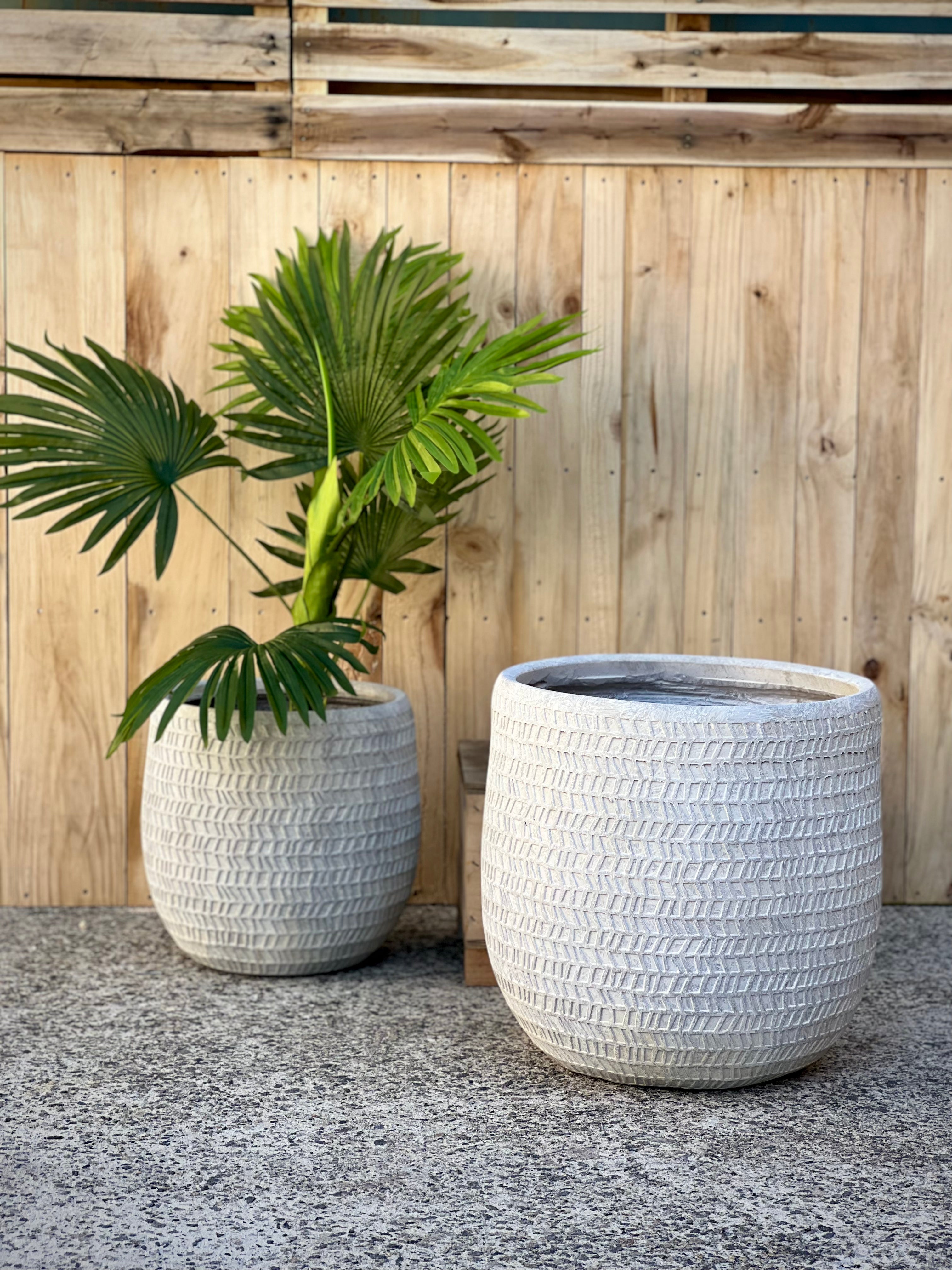 IMPRESSIONS - Indoor or Outdoor  Fiberclay Lightweight Pot with a Print