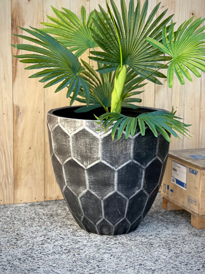 HONEYCOMB - Indoor or Outdoor Fiberclay Lightweight Pot with Honeycomb Texture - DR78