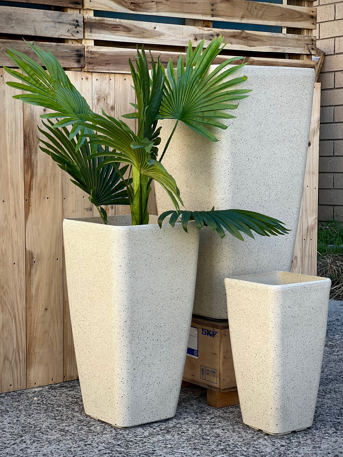 2005 Eva Stone Pot Vintage Stone Medium - square stone finish pot