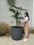 Big Buddha Pot Dark Grey Medium - lightweight round fiberclay garden pot