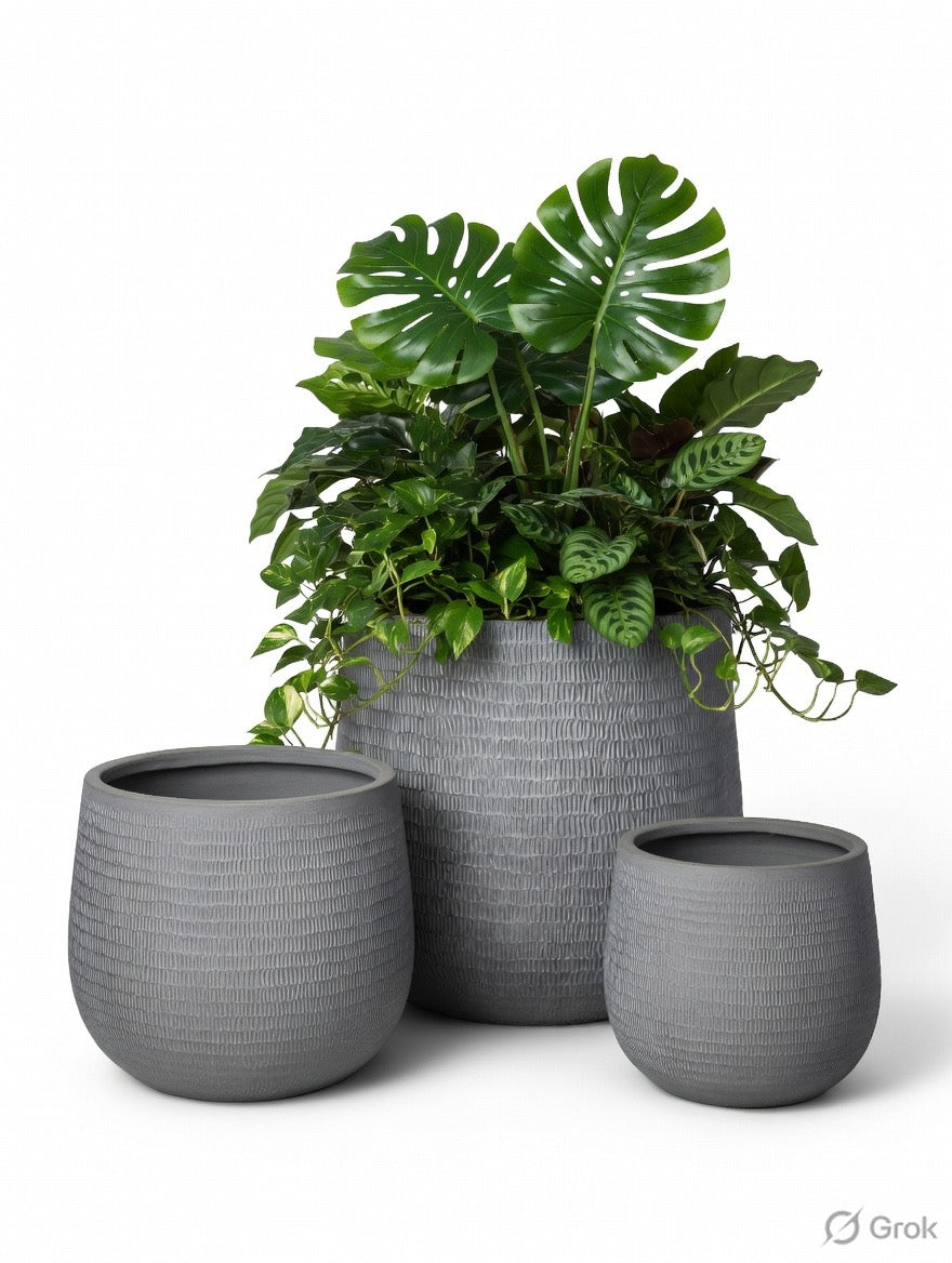 STIX ROUND PLANTER Lightweight Fiberglass Pots