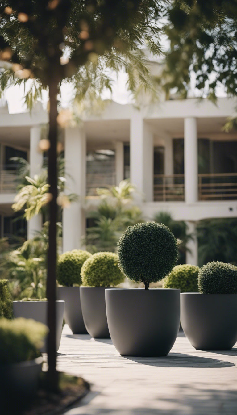 BIG BUDDHA Lightweight Round Pot – Indoor &amp; Outdoor Statement Planter (Fibreglass/Clay Blend) - 101