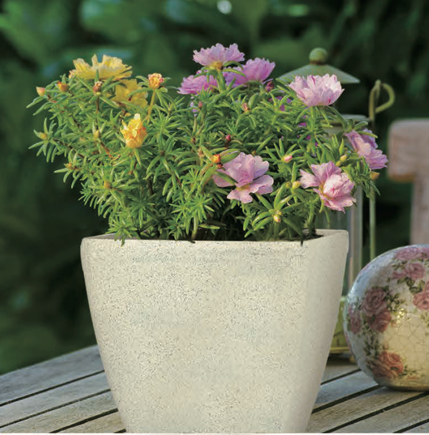 2002 Kira Stone Pot Cream Stone XL - large square stone finish lightweight pot
