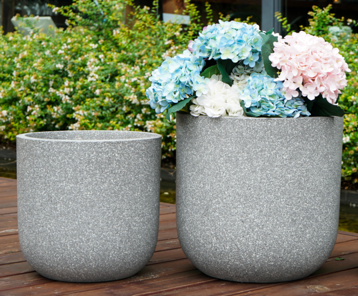 Terrazzo U-Shaped Pot - lightweight terrazzo finish U-shaped pot