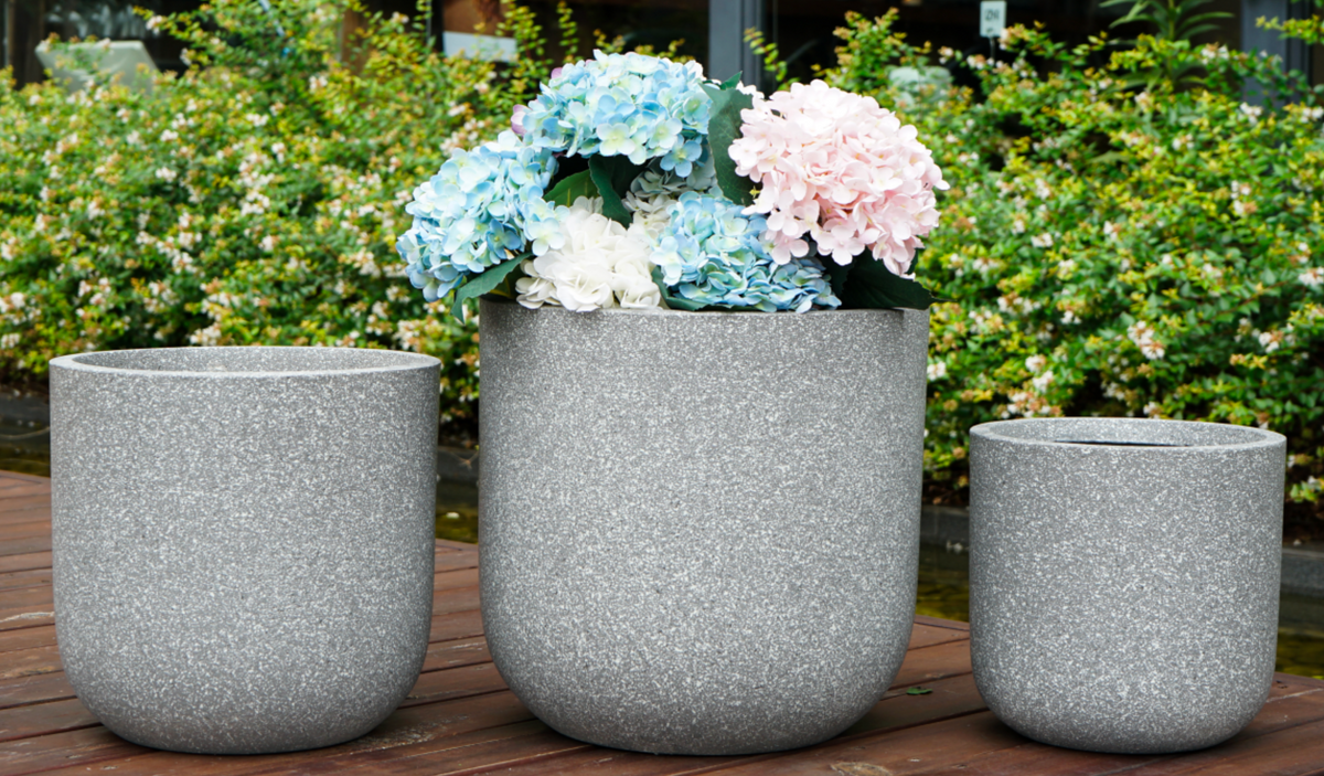 Terrazzo U-Shaped Pot range - lightweight terrazzo finish U-shaped pots