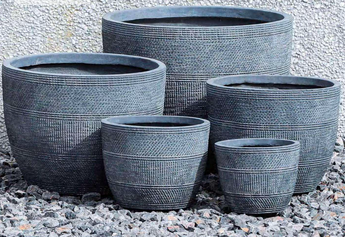 Print Low Fiberclay Pot in Dark Grey - round lightweight print pot