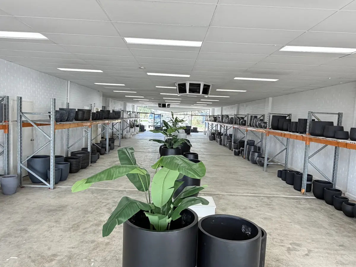 Main aisle of the Wangara lightweight pots showroom