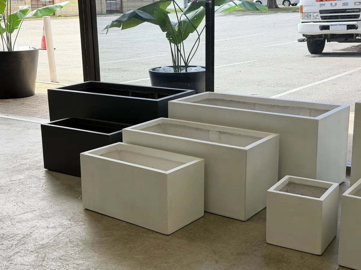 Square and trough planters in Wangara, Perth