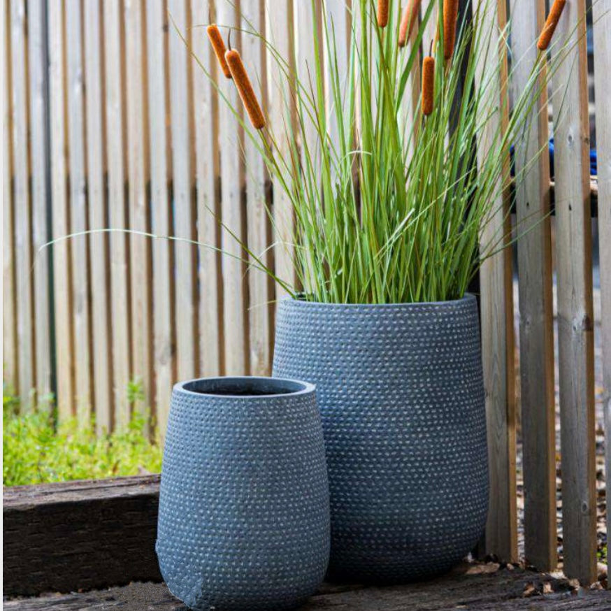 KAYA TALL Indoor Outdoor Fiberclay Pot with Dotted Texture DR67 - Cream